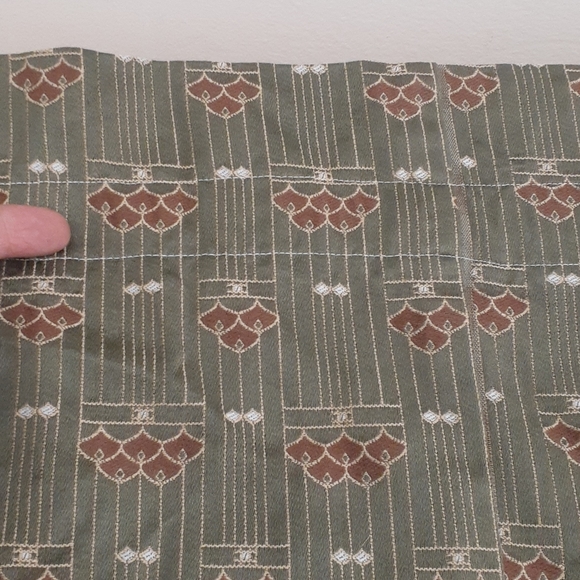 CUSTOM Mid-Century Statement Drapery Curtain Panels Green Gold 86" Long - Picture 8 of 12